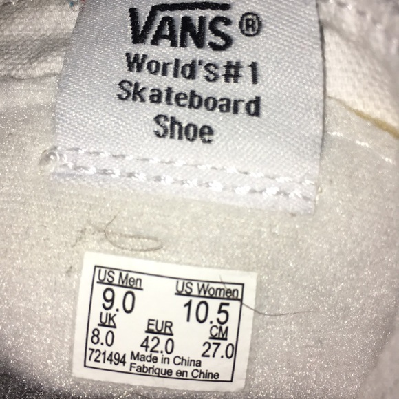 Vans high tops (classic) white size 9 - Picture 2 of 3